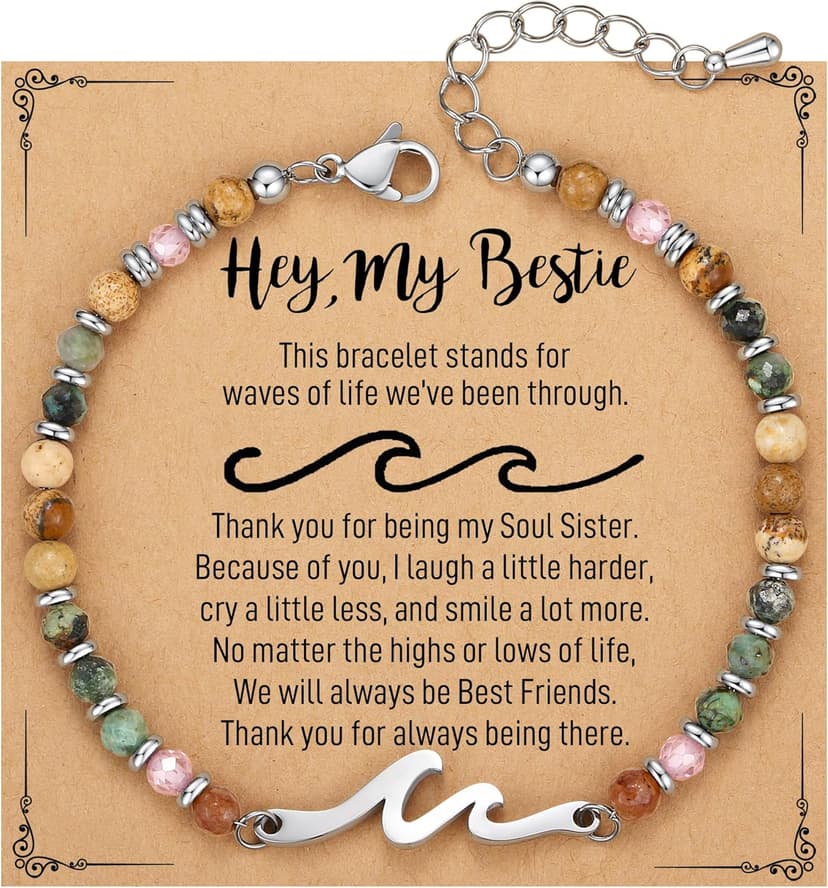 TONY & SANDY Friend Gifts for Women, Sister Gift, Friendship Bracelets, Wave Bracelet, Best Friend Birthday Gifts for Women, Bestie Bracelets, Christmas Stocking Stuffers for Woman