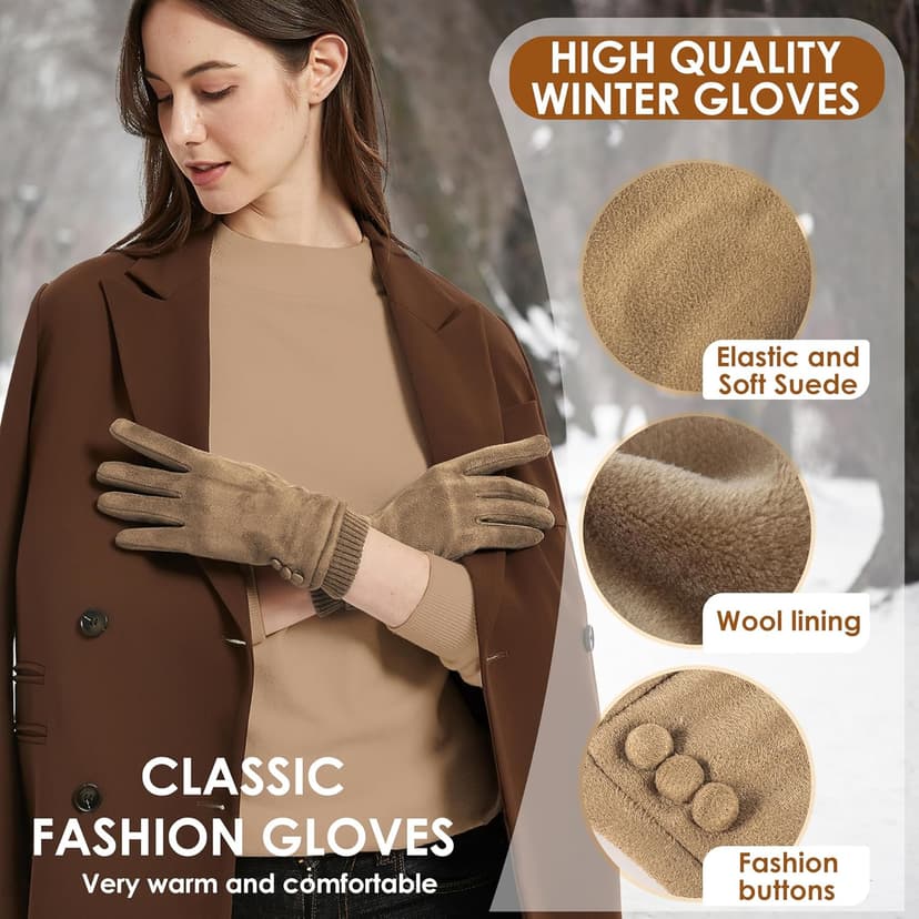 Dsane Womens Gloves Winter Touch Screen Texting Phone Windproof Gloves for Women Fleece Lined Thick Warm Gloves