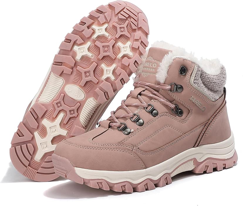 TARELO SINCE 1986 TARELO Womens Hiking Boots Fur Lined Snow Shoes Winter Warm Ankle Booties Lady Non Slip Walking Fashion Boot