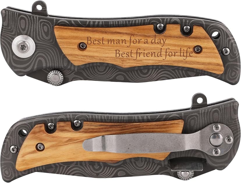 ZENNLAB Best Man Groomsman Gifts from Groom, Wedding Gift for Groomsman, Groomsman Proposal Gifts, Best Man Proposal Gifts, Groomsman Pocket Knife Gift for Men, brown