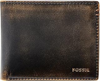 Fossil Men's Leather Bifold Wallet with Flip ID Window for Men