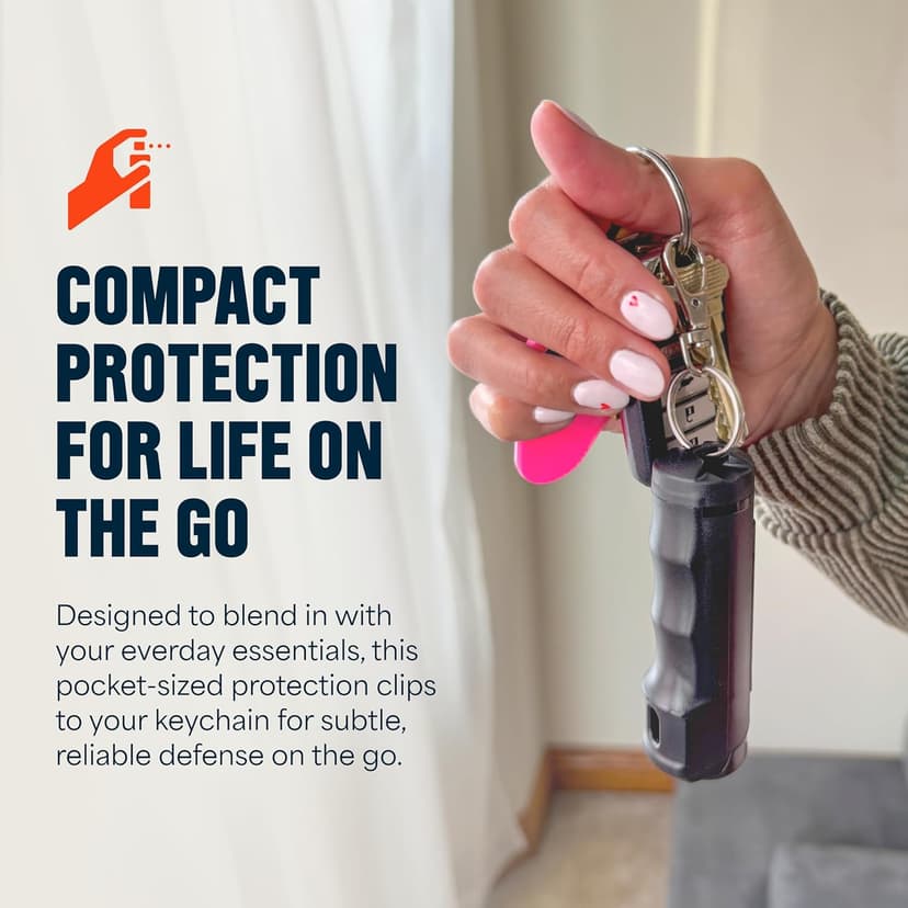 Mace Pepper Spray - Maximum Police Strength OC with UV Dye, Fast Flip Top, Ergonomic Finger Grip, Easy Carry Keychain, 12 Feet Range, 0.42 oz Compact Model, Self Defense Pepper Spray for Women & Men