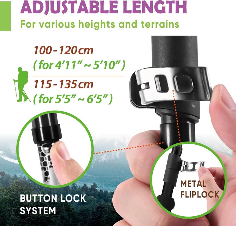 Trekology Trek-Z Collapsible Hiking & Trekking Poles - Balance Support for Seniors, Women, and Men, 2pc Per Set