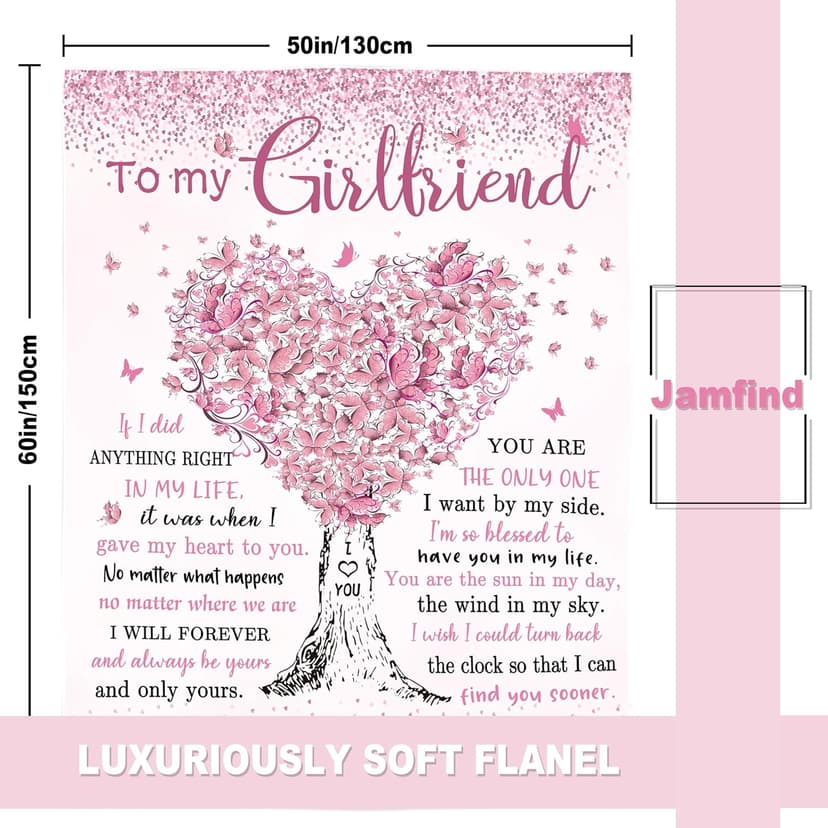 Gifts for Girlfriend, I Love My Girlfriend Birthday Gift, Cute Birthday Gift for Girlfriends Blanket 60"x 50", Best Gifts for GF, Romantic Anniversary Present for Her
