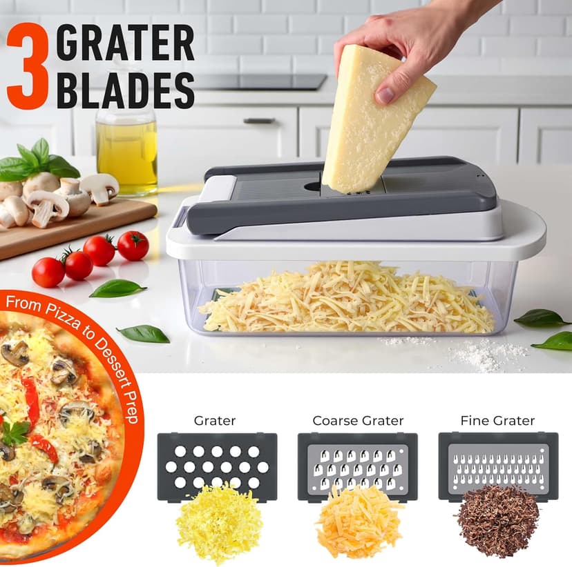 Mueller Pro-Series 10-in-1, 8 Blade Vegetable Chopper, Mandoline Slicer, Food Chopper with Container, Fruit Slicer, Kitchen Gadgets & Accessories, Home Essentials