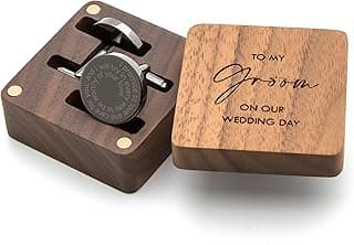 MUUJEE Cufflinks with Engraved Wood Gift Box