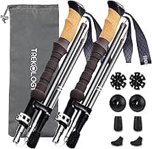 TREKOLOGY Trek-Z Cork Grip Trekking Poles – Lightweight Folding Hiking Poles, Adjustable Height, Compact Travel Design, Aircraft-Grade Aluminum Walking Sticks for Men & Women