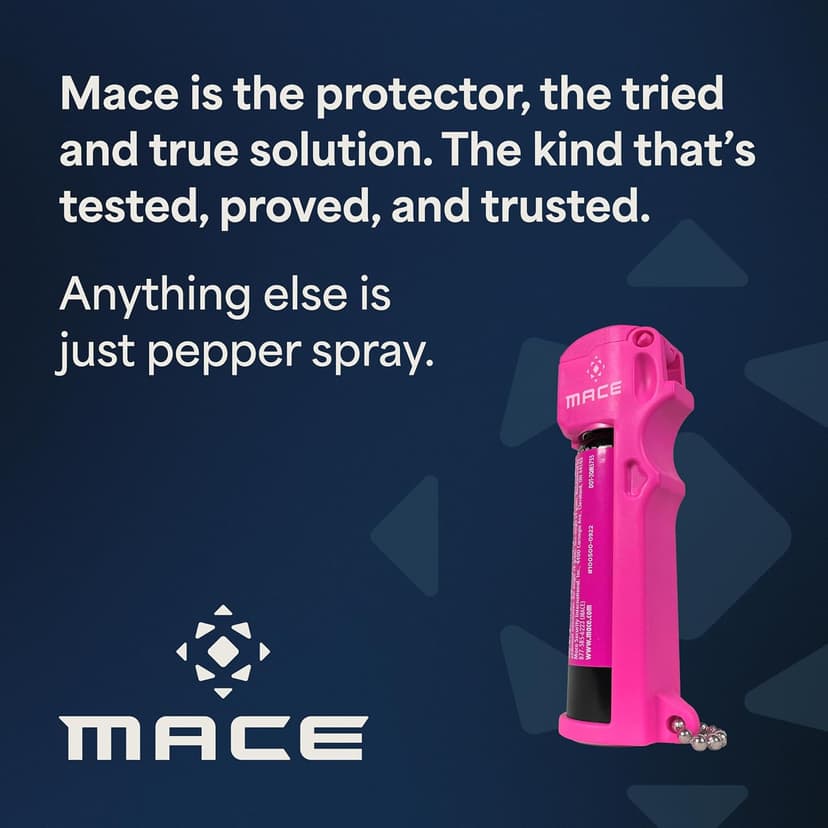 Mace Pepper Spray - Max Police Strength OC with UV Dye, Fast Flip Top, Ergonomic Finger Grip, 12 Feet Range, 0.63 oz Personal Model, Self Defense Pepper Spray for Women & Men