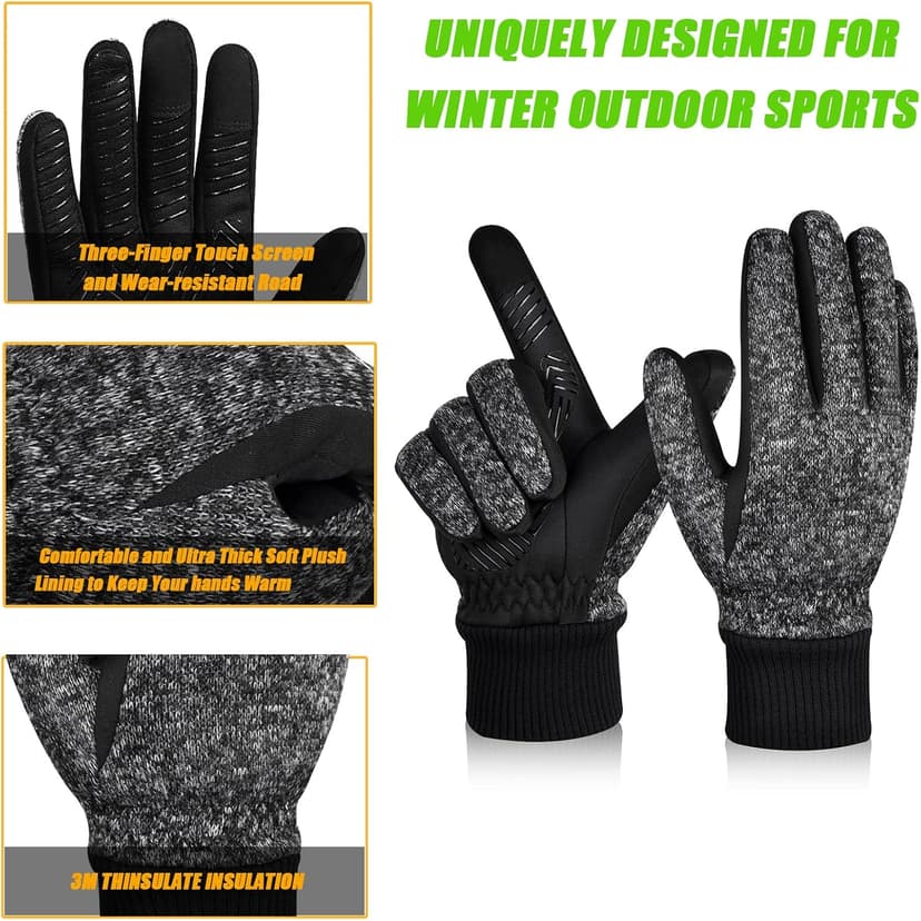 MOREOK Winter Gloves for Men/Women -10°F 3M Thinsulate Warm Touch Screen Snow Ski Bicycle Bike Gloves for Driving/Cycling/Running/Hiking