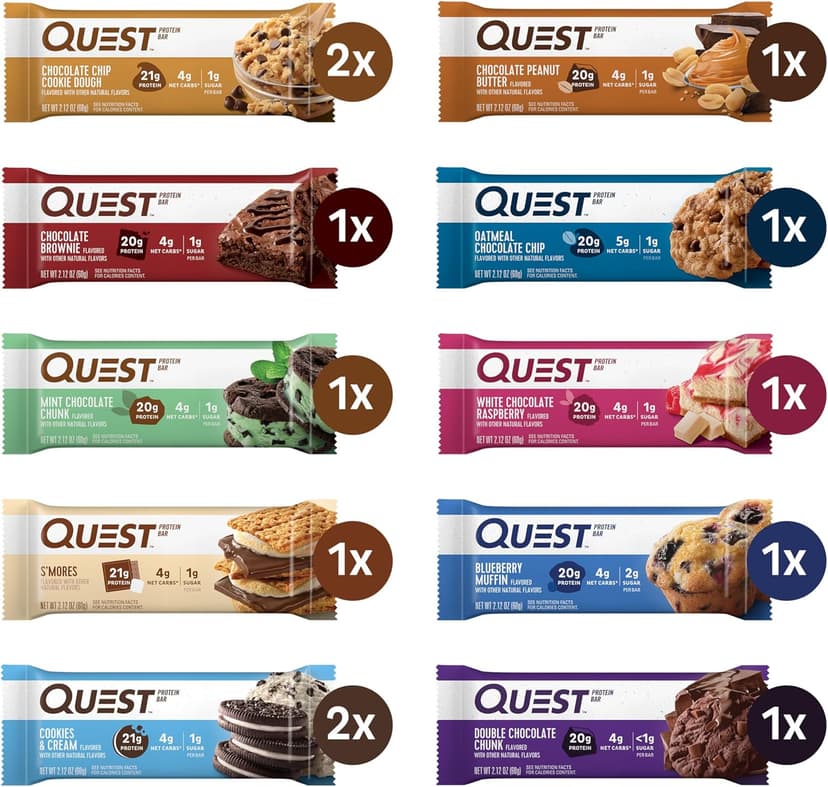 Quest Nutrition Ultimate Variety Pack Protein Bars, High Protein, Low Carb, Gluten Free, Keto Friendly, 12 Count