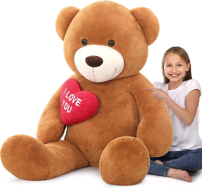 MaoGoLan Giant Teddy - I Love You Red Heart Big Dark Brown Stuffed Animal - Huge Valentines Teddy for GF,BF,Wife,Gift - Anniversary Birthday Gift
