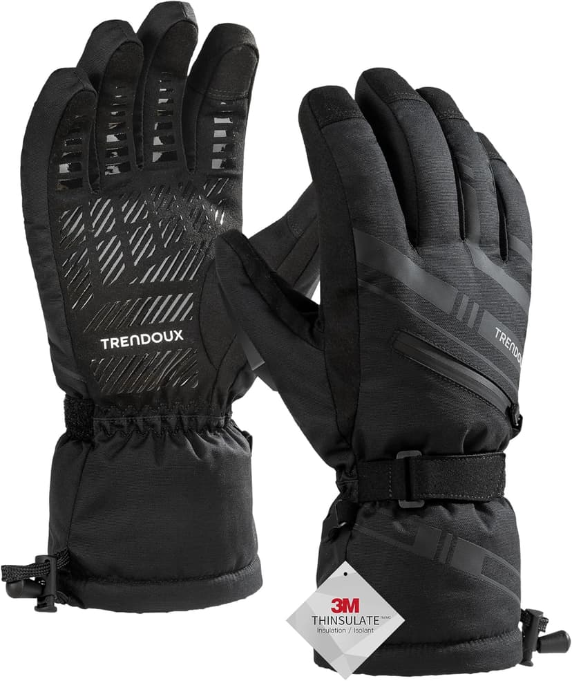 TRENDOUX Winter Ski Snow Gloves : 100% Waterproof 3M Thinsulate -30°F Cold Weather Windproof Warm Lined Gloves for Men Women Insulated Touchscreen Glove with Anti-Slip