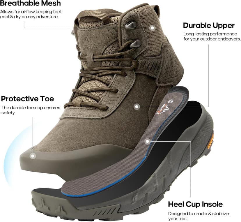 NORTIV 8 Men's Waterproof Military Tactical Work Boots Leather Motorcycle Combat Lightweight Non-Slip Hiking Boots for Men Defender