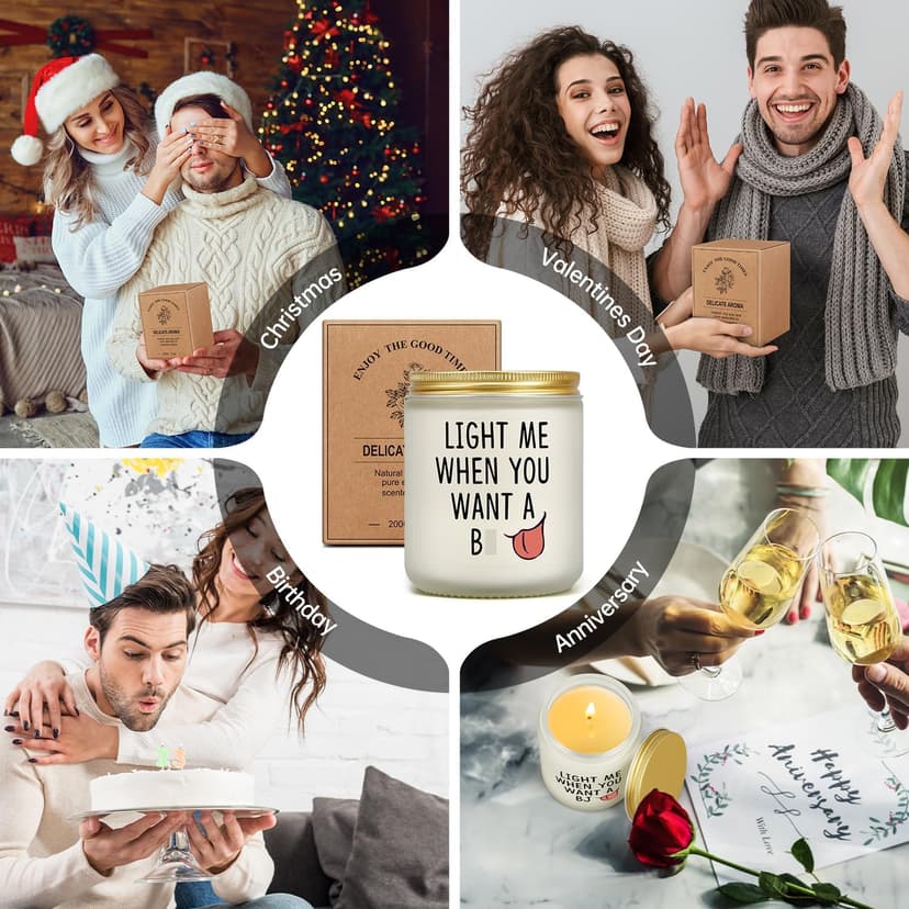 Gifts for Him - Light Me When You Want A B Candle, Funny Birthday Gifts for Men Naughty Valentines Day Engagement Anniversary Christmas Gift for Husband Boyfriend Fiance Guy