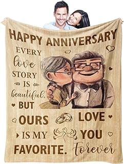 Wedding Anniversary Blanket Gifts for Men Women Him Her Wife Husband, Romantic Anniversary Marriage Gift for Couple Parents Girlfriend Boyfriend, Happy Anniversary Decorations Blanket 60"X50"