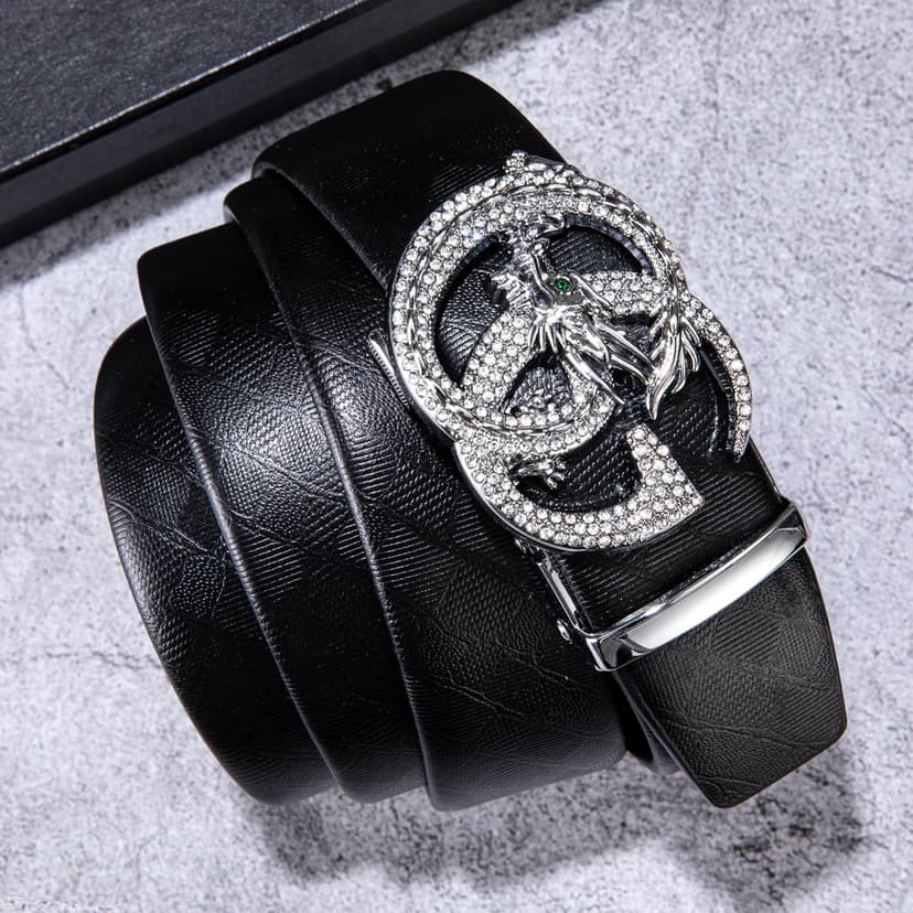 Dubulle Designer Mens Belts, Sliding Automatic Buckle Ratchet Dress Belt TOP Genuine Leather Strap Gifts