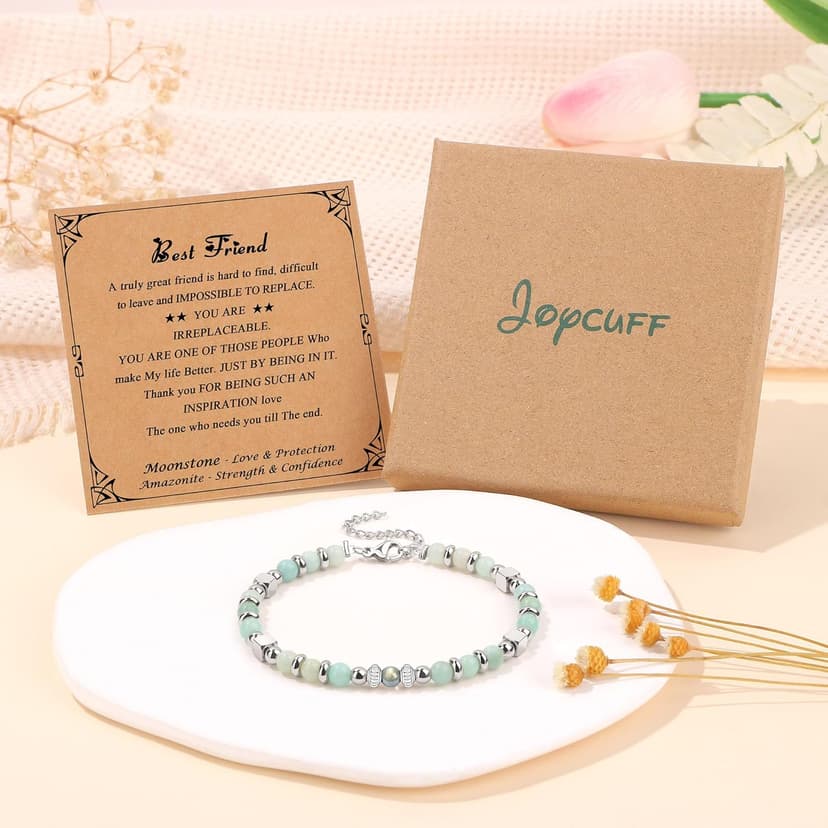 𝗚𝗶𝗳𝘁𝘀 𝗳𝗼𝗿 𝗪𝗼𝗺𝗲𝗻 𝗠𝗼𝗼𝗻𝘀𝘁𝗼𝗻𝗲 𝗕𝗿𝗮𝗰𝗲𝗹𝗲𝘁 Amazonite Colorful Imperial Jasper Stainless Steel Beads Bracelets, Graduation Mothers Day Christmas Birthday Gifts for Her Women