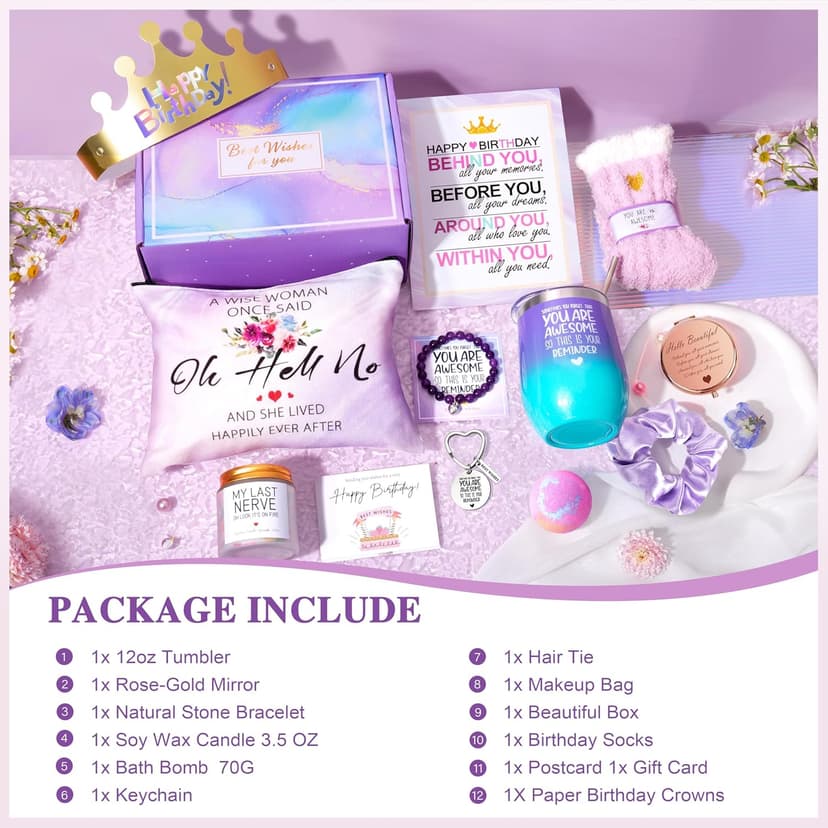 Gifts for Women, Birthday Gifts for Women, Happy Birthday Gifts Basket, Gift Set for Best Friends Female Sister Mom Wife Her Girlfriend Coworker Bestie Bff