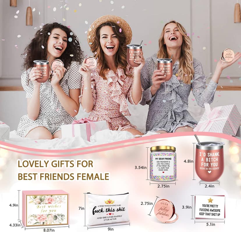 Birthday Gifts for Women Best Friends,Friendship Gifts for Women Her BFF Female Friends Bestie Sister Gift Basket from Sister Lavender Scented Candles 12oz Tumbler