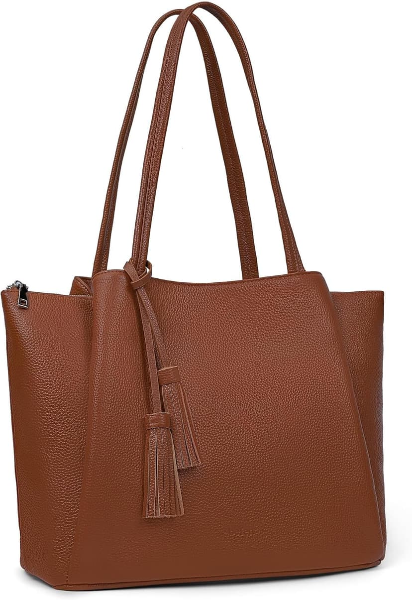 befen Genuine Leather Tote Bag for Women Work, Womens Laptop Tote Bags Shoulder Purses Totes with Compartments Handbags