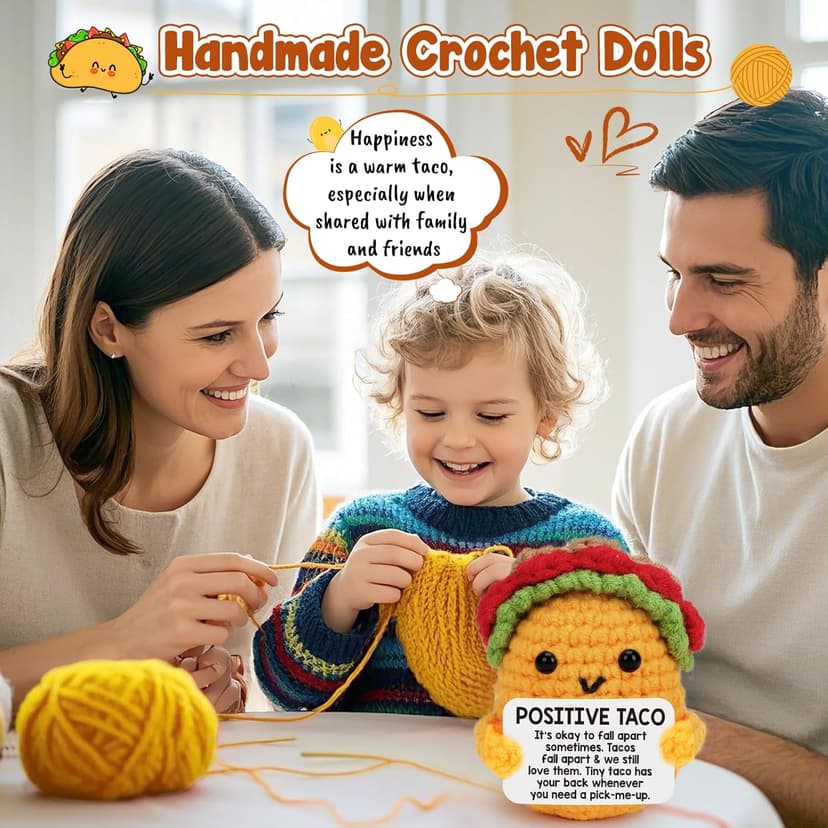 Positive Crochet Taco Christmas Birthday Gifts for Women Men Self Care Son Back to School Mom Dad Daughter Sister Friend Coworkers Relaxation Gift Desk Home Fall Decor Emotional Inspirational Support