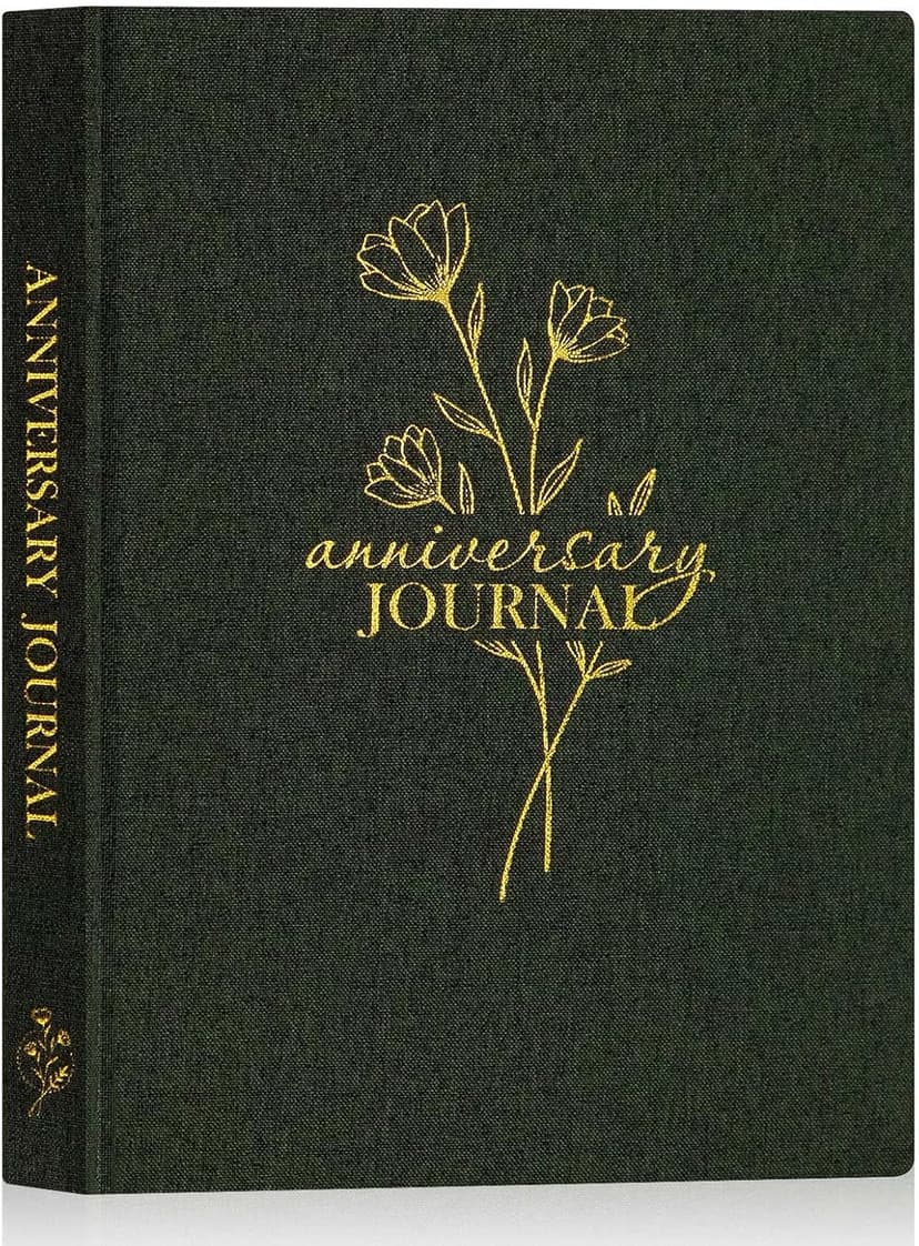 Lanpn Wedding Anniversary Journal Notebook - Linen First Year to 70th Anniversary Scrapbook Memory Book for Couples - Newlywed Marriage Journal Wedding Anniversary Book Gifts (Green, 190 Pages)