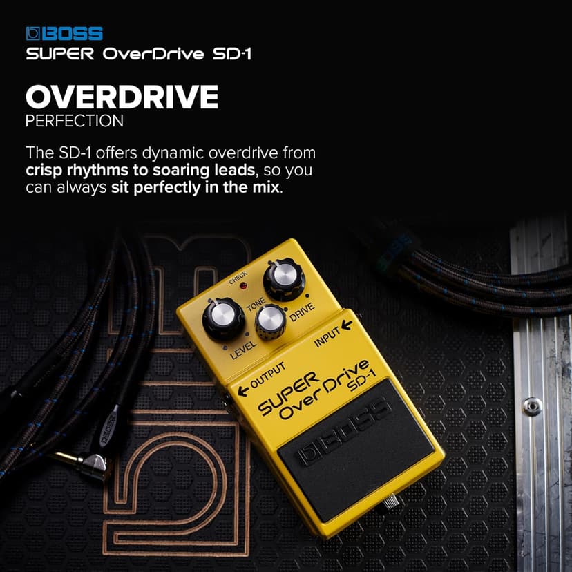 BOSS SD-1 SUPER Overdrive | Compact Overdrive Pedal | Genre-Defining Sound & Feel | Unique Clipping Circuitry Produces Tube-Like Characteristics | Dynamic Tone Options | Easy-To-Use Controls