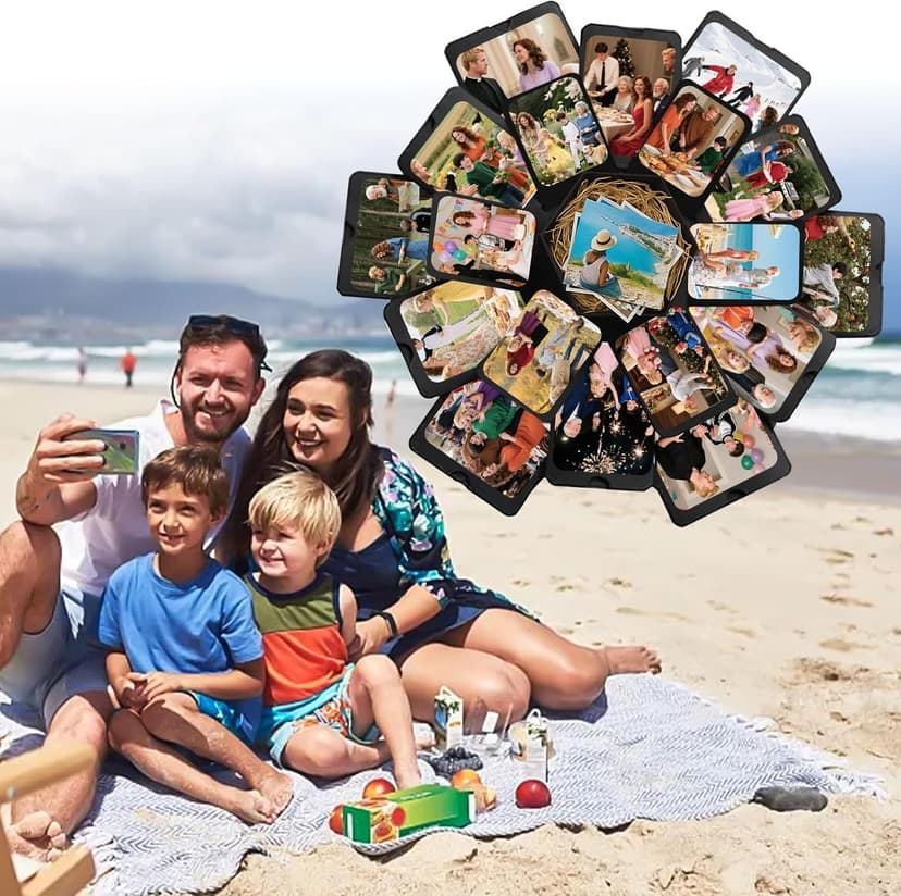 Koogel Explosion Gift Box, Handmade Exploding Photo Album Preassembled Surprise Picture Pop Up Love Box with Creative DIY Scrapbooking Accessories for Anniversary Birthday Wedding