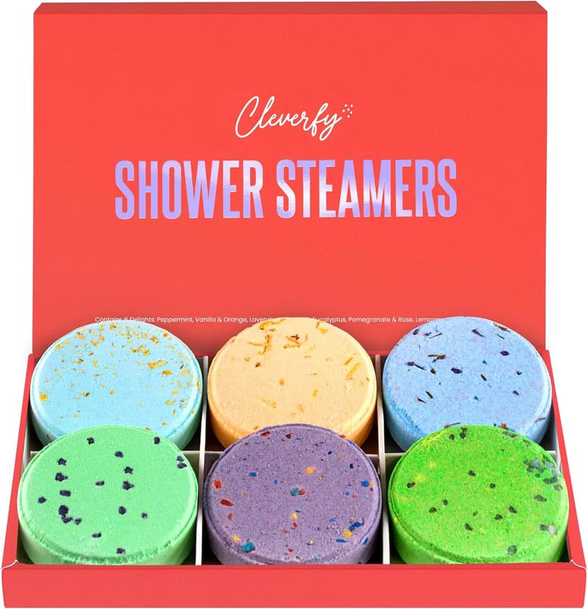 Cleverfy Shower Steamers Aromatherapy for Women and Men – Self-Care Shower Bombs for Stress Relief and Relaxation – 6 Tablets