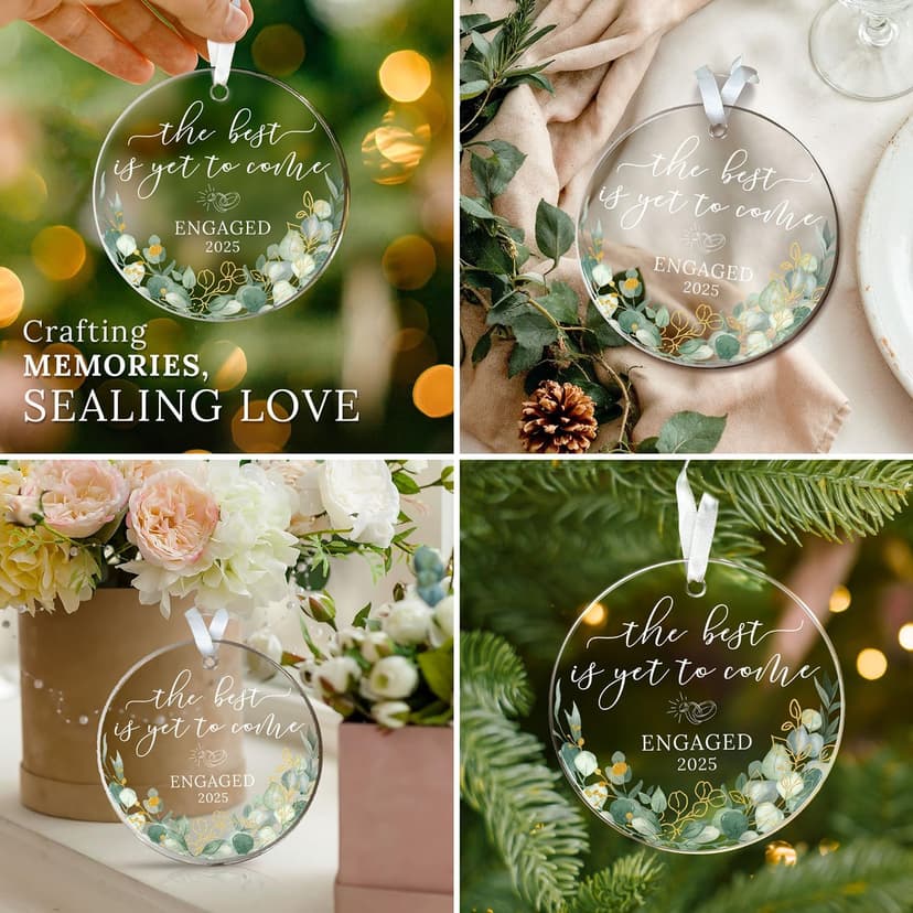 HEXMOZ Engagement Gifts for Couples - Engagement Gift for Newly Engaged Couples, Women, Fiance, Her - Bride to Be Gifts, First Christmas Just Engaged Acrylic Ornament 2025 - Party Decorations