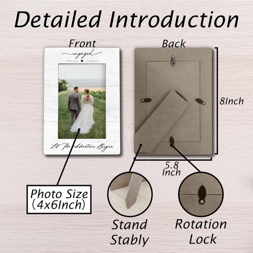 Engagement Couples Newlyweds Picture Frame 4x6, Engagement Gifts for Couples, Just Engaged Gift, Wedding Gifts for Newlyweds Bride Groom, Engaged Couple Picture Photo Frames for Desk Decor