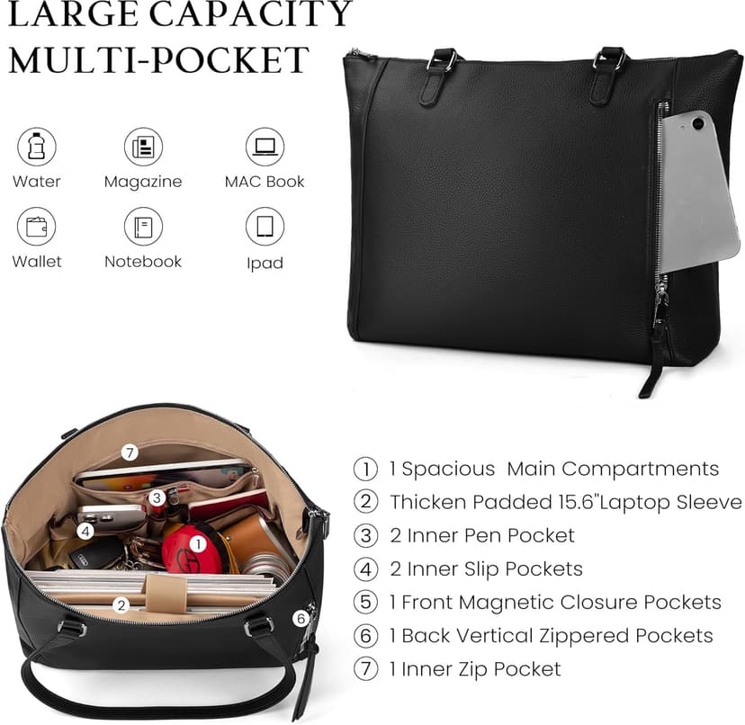 befen Genuine Leather Tote Bag for Women, Large Tote Bag for Women for Work Purses Satchel Handbags with Top Handles