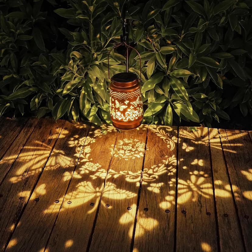 Solar Lanterns Outdoor Waterproof Butterfly Garden Decor Birthday Gifts for Women Mom Grandma, Hanging Solar Lights Metal Lantern Decoration Outside for Yard, Patio, Backyard, Porch