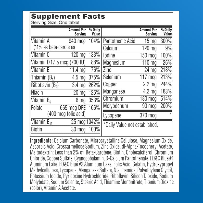 ONE A DAY One A Day Men’s 50+ Healthy Advantage Multivitamin, Multivitamin for Men with Vitamins A, C, E, B6, B12, Calcium and Vitamin D, Tablet, 200 Count (Pack of 1)