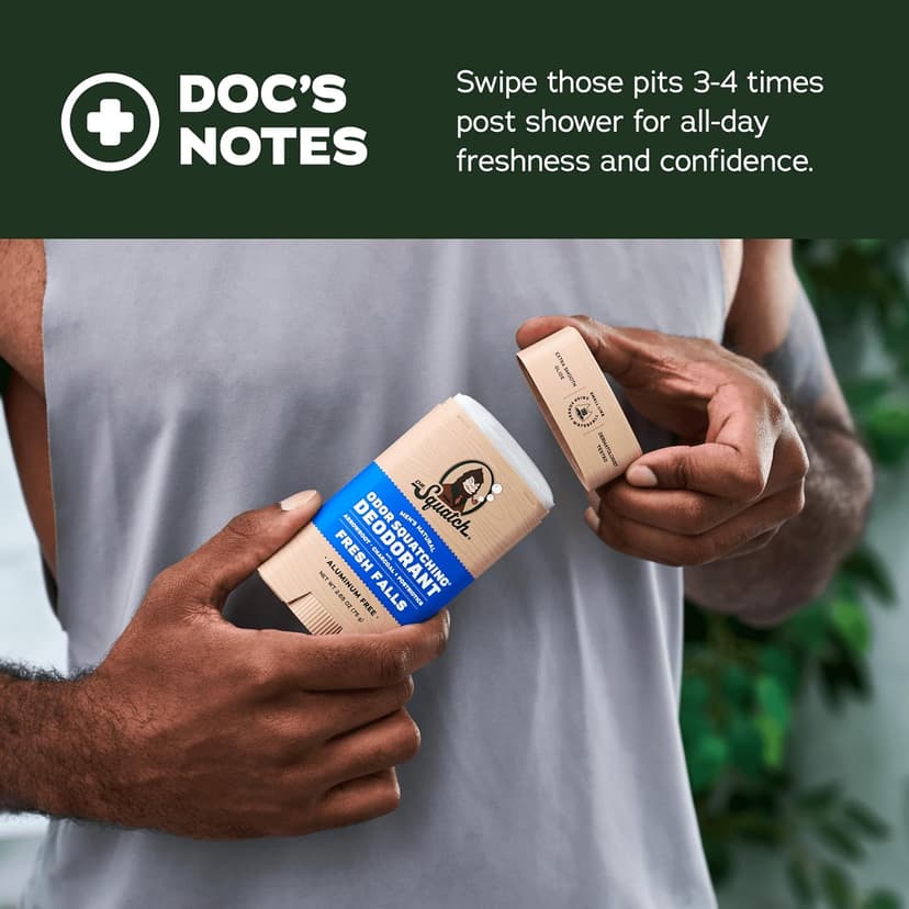 Dr. Squatch Natural Men’s Deodorant – Aluminum Free Natural Deodorant Men with Charcoal & Postbiotics for 72-Hour Odor Protection – Sierra Storm, 2.65oz Stick (3-Pack)