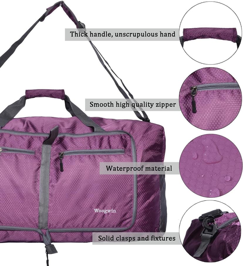 woogwin Travel Duffel Bag Large Foldable Waterproof Overnight Bag for Beach Swim Bags Pool Sports Gym