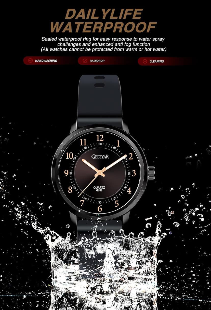 GEDIYAR Waterproof Rose Gold Watches for Women Ladies Easy Reader Quartz Analog Watches for Nurse Medical Professionals Students Women