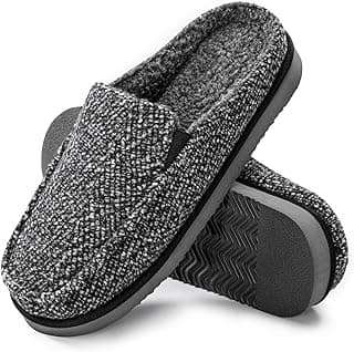 ATHMILE Mens Moccasins House Slippers Slip-on House Shoes with Warm Furry Faux Fur Cotton-Blend High-Density Memory Foam Non-Slip Sole for Indoor Outdoor