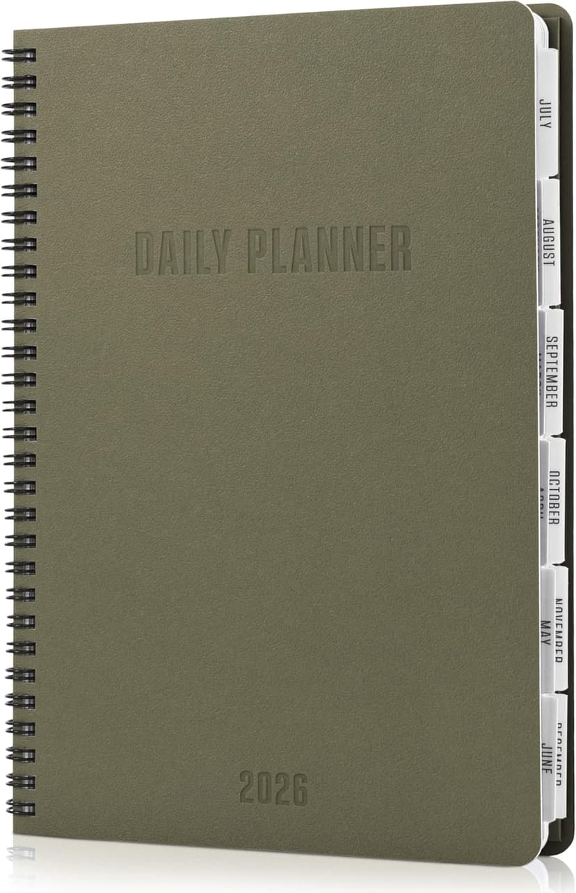 Durable 2026 Daily Planner - 7" x 10" Daily Planner with Weekly & Monthly Spreads for Easy Planning - Perfect Calendar Book for Women or Men To Organize All Appointments, Tasks and Boost Productivity