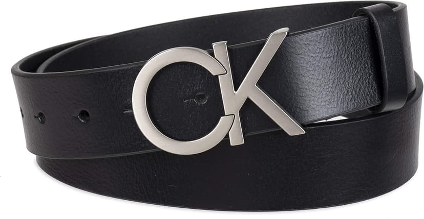 Calvin Klein Men’s CK Monogram Cut Out Buckle Belt – Casual Belt for Jeans & Everyday Wear