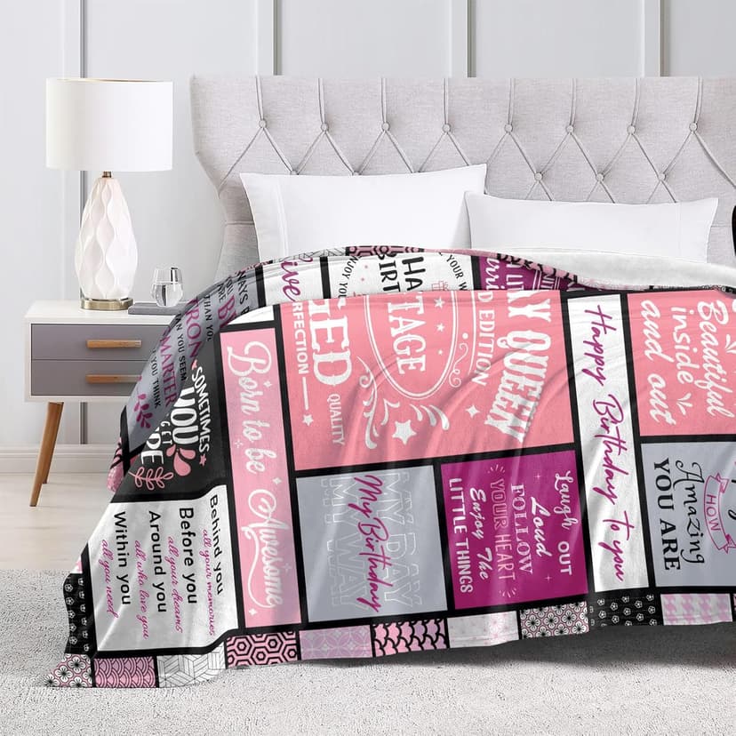 Birthday Gifts for Women Girls Her Friendship, Gifts for Women Birthday Unique, Womens Birthday Gift Ideas for Mom Friend Sister, Happy Birthday Gifts for Woman, Best Female Bday Throw Blanket 60"X50"