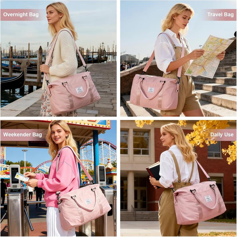 HYC00 Travel Duffel Bag,Carry-on Overnight Weekender Bags for Women,Sports Tote Gym Bag with Wet Pocket