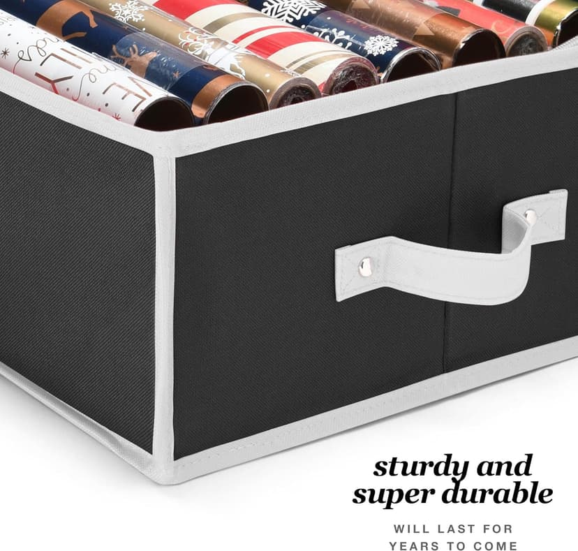 Wrapping Paper Organizer Storage for Christmas Gifts Wrapping Paper (6 Colors) Underbed Storage Container with Interior Pockets, Fits 24 Rolls