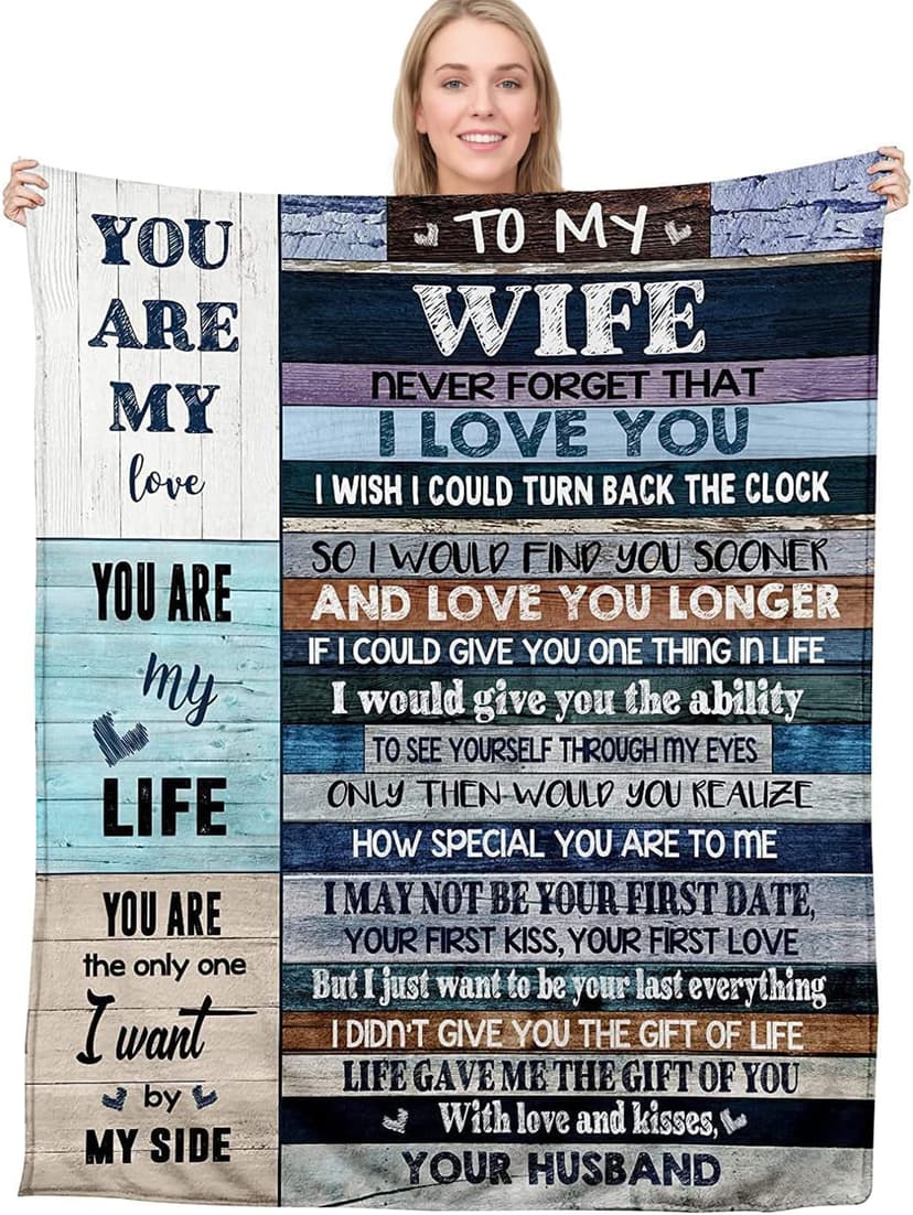 Anniversary Romantic Gift for Wife, Ultra-Soft Micro Fleece Sherpa Throw Blanket, Christmas Day Gifts for Her, Wife Birthday Gifts from Husband, for Bedding Sofa and Travel