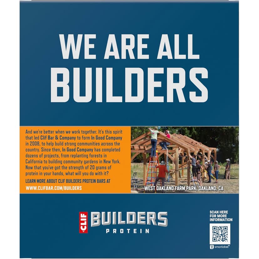 CLIF BUILDERS Protein Bars - Chocolate Peanut Butter Flavor - 20g Plant Based Protein - Gluten Free - Non-GMO - Low Glycemic - No Artificial Sweeteners - Value Pack, 2.4 oz. (12 Count)