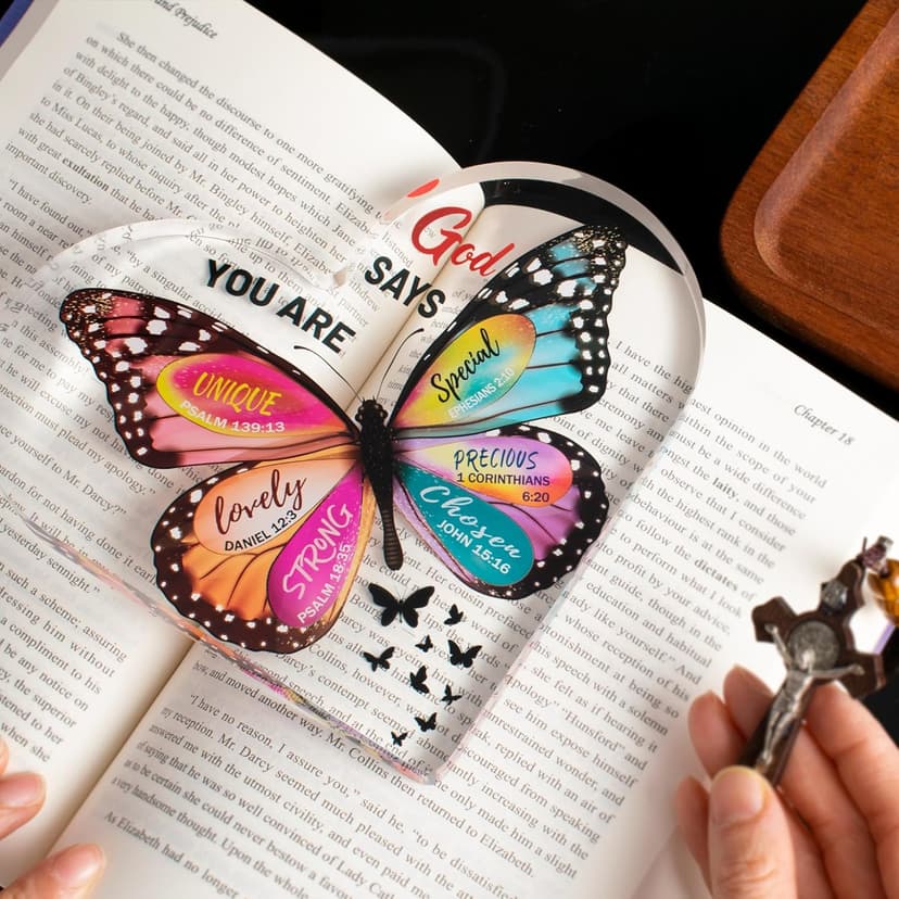Christian Gifts for Women Birthday, Butterfly Inspirational Gifts for Friends, Mom, Sister, Girl, Female Coworker, Christian - Religious Spiritual Gift, Home Decorative Signs