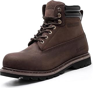 SAFETY LOONG Work Boots for Men Waterproof Soft Toe Non Slip Comfortable Leather Workboots