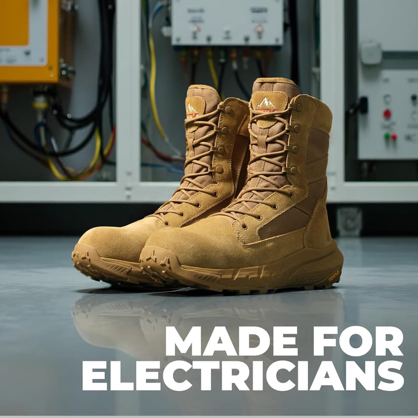 NORTIV 8 Men's 8" Composite Toe Work Boots, Lightweight Side Zipper ASTM F2412-24 & ASTM F2913-24 Safety Military Boots for All-Day Comfort, Peakforce-Nano