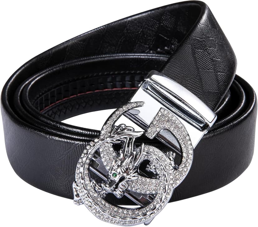 Dubulle Designer Mens Belts, Sliding Automatic Buckle Ratchet Dress Belt TOP Genuine Leather Strap Gifts