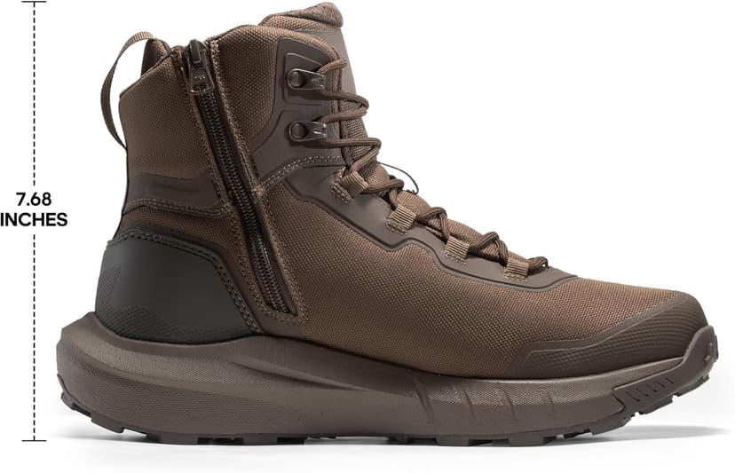 NORTIV 8 Men's Tactical Hiking Lightweight Cushion Sole for Work All Day Side Zipper Motorcycle Combat Military Boot Arch Support 8 Inches Terrascope